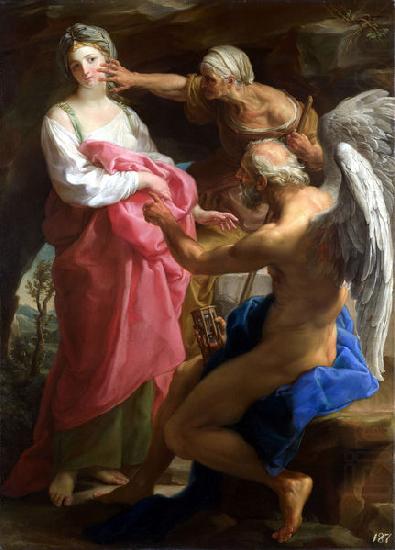 Pompeo Batoni Time orders Old Age to destroy Beauty oil painting picture